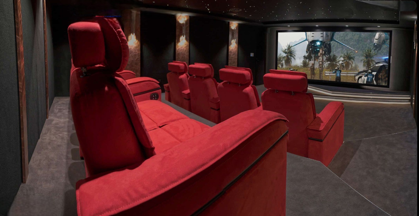 Sophisticated Cinema Room with Tiered Seating