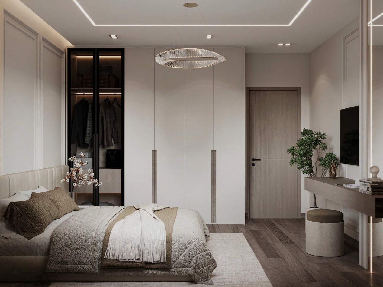 Elegant Bedroom with Sophisticated Lighting